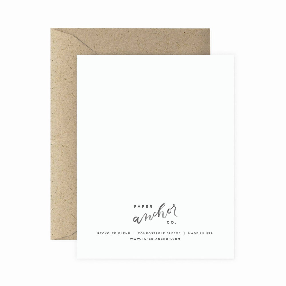 Paper Anchor | Welcome Sweet Baby Wildflower Greeting Card | The reverse side is white with the logo. Kraft brown envelope included.