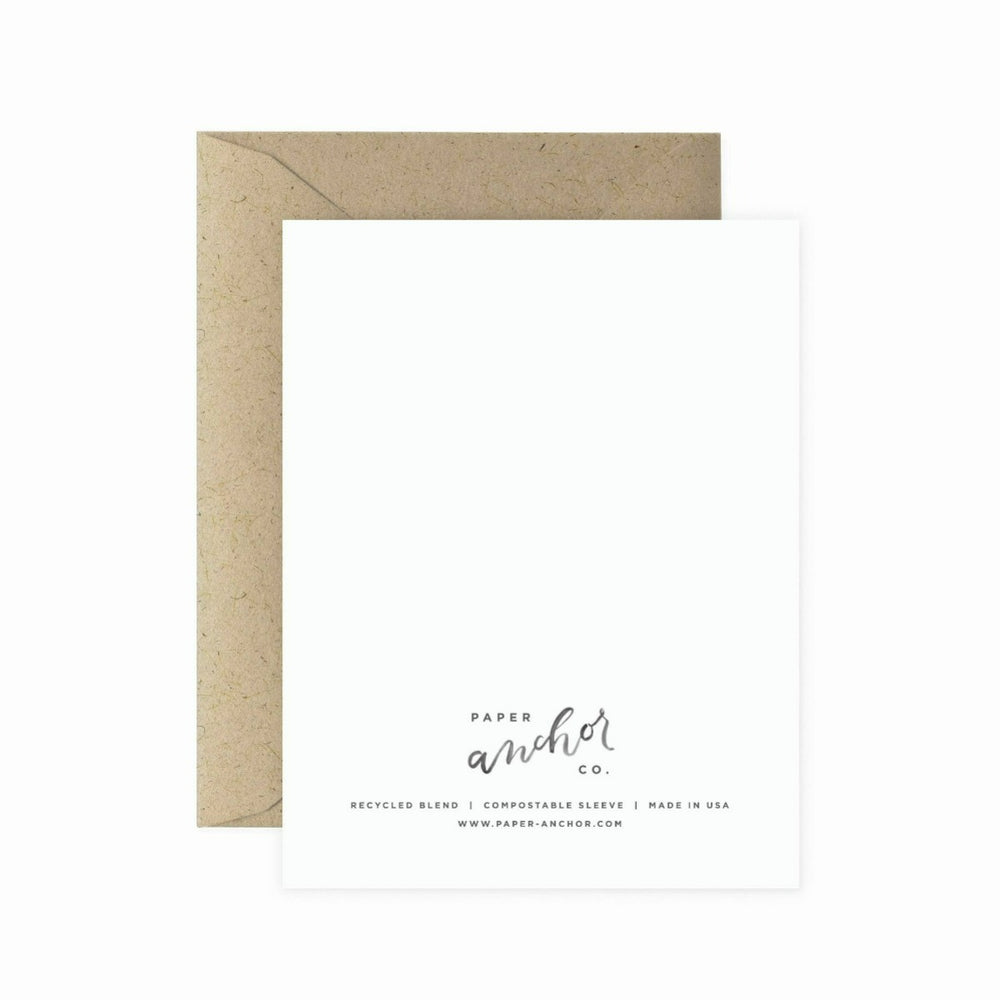 Paper Anchor Co. | Full Bloom Plant Shelf Birthday Greeting Card | Reverse side of the card is white with the logo. Kraft brown envelope included.