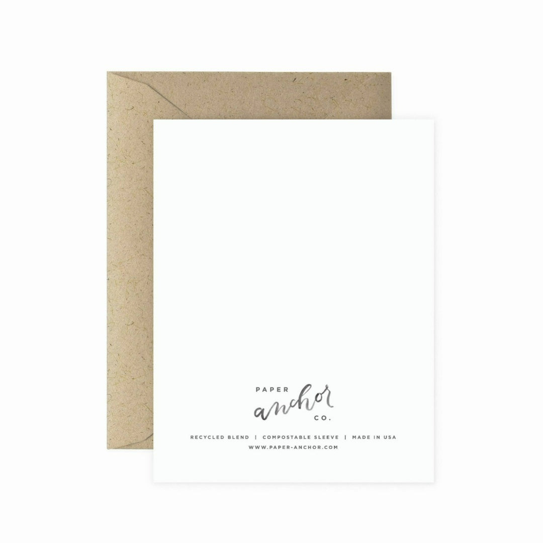 Paper Anchor Co. | Full Bloom Plant Shelf Birthday Greeting Card | Reverse side of the card is white with the logo. Kraft brown envelope included.