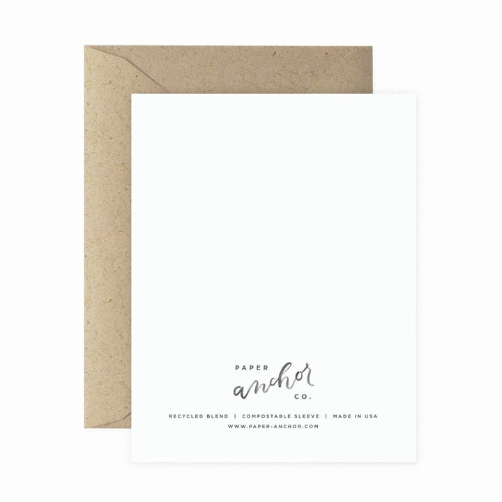 Thanks Foliage Greeting Card | Reverse side with their logo and an kraft brown colored envelope.