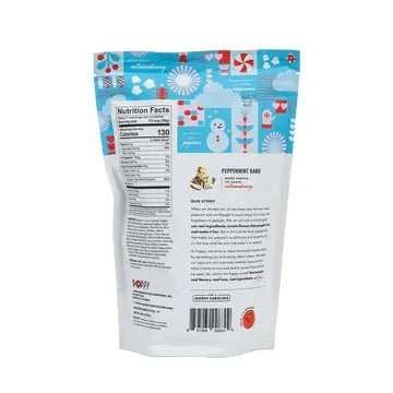 Back view of a snack package with nutritional information and product details on a white background