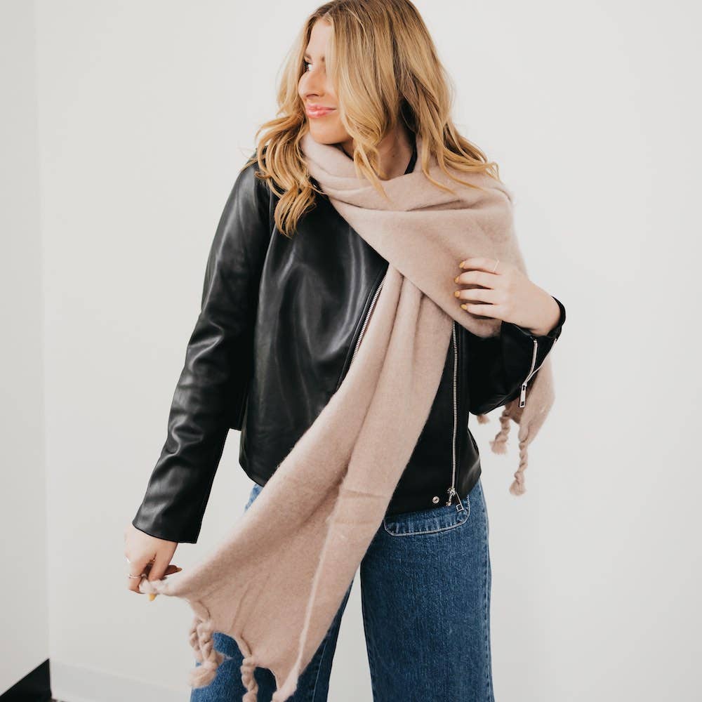 Pretty Simple | Seattle Days Fringe Scarf: Beige