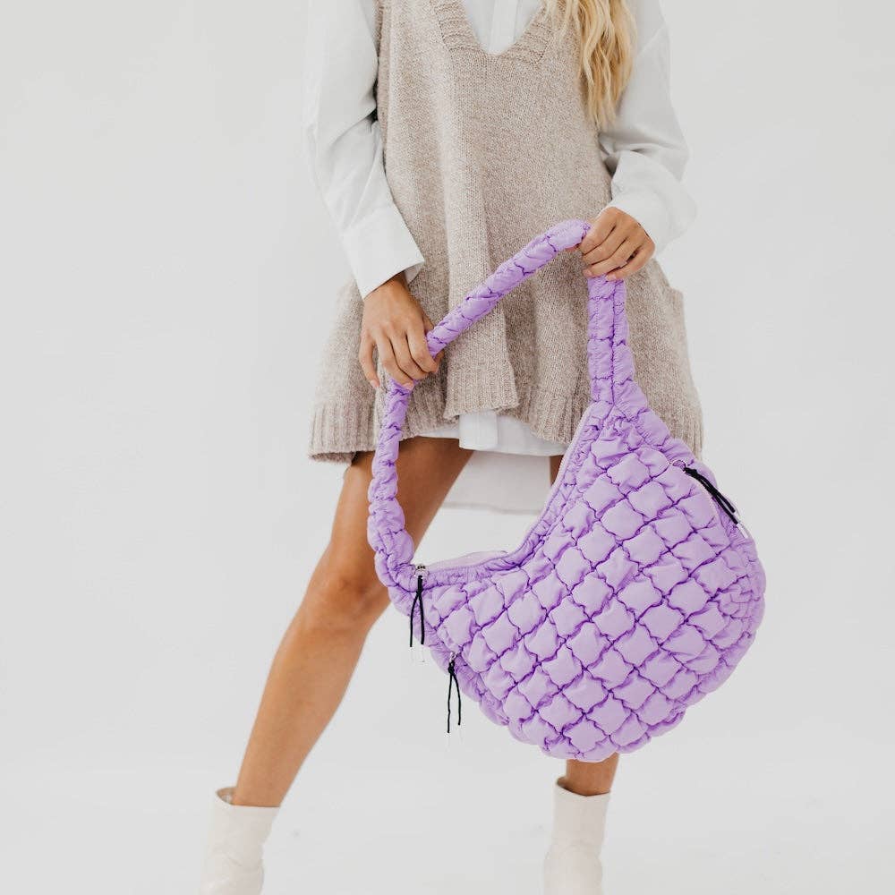 Pretty Simple | Carmen Quilted Hobo Tote | Lilac Purple.