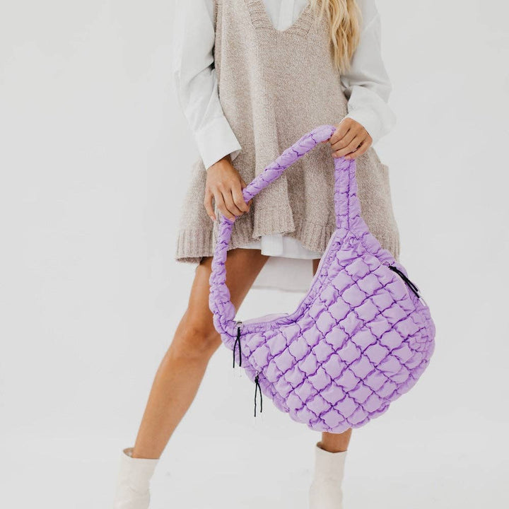 Pretty Simple | Carmen Quilted Hobo Tote | Lilac Purple.