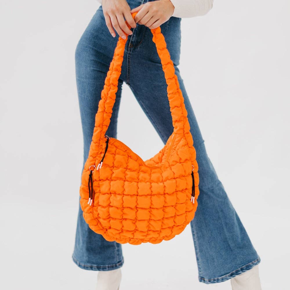 Pretty Simple | Carmen Quilted Hobo Tote | Bright Orange