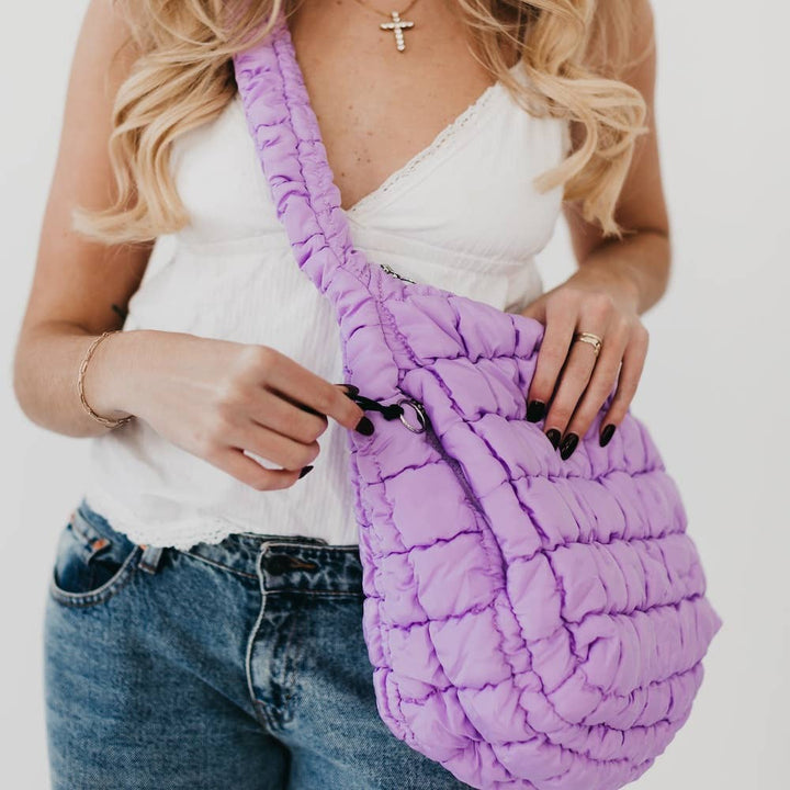 Pretty Simple | Quilted Hobo Tote | Lilac Purple