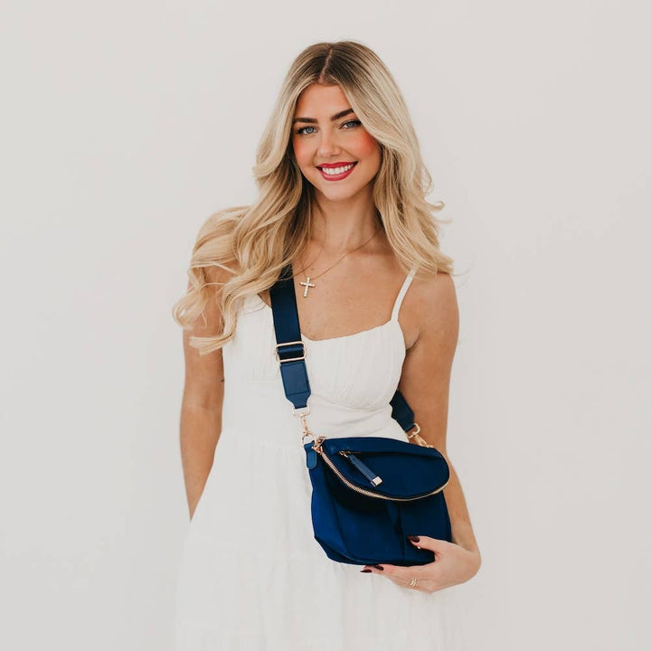 Pretty Simple | Tilly Crossbody Bag | Navy with gold accents.