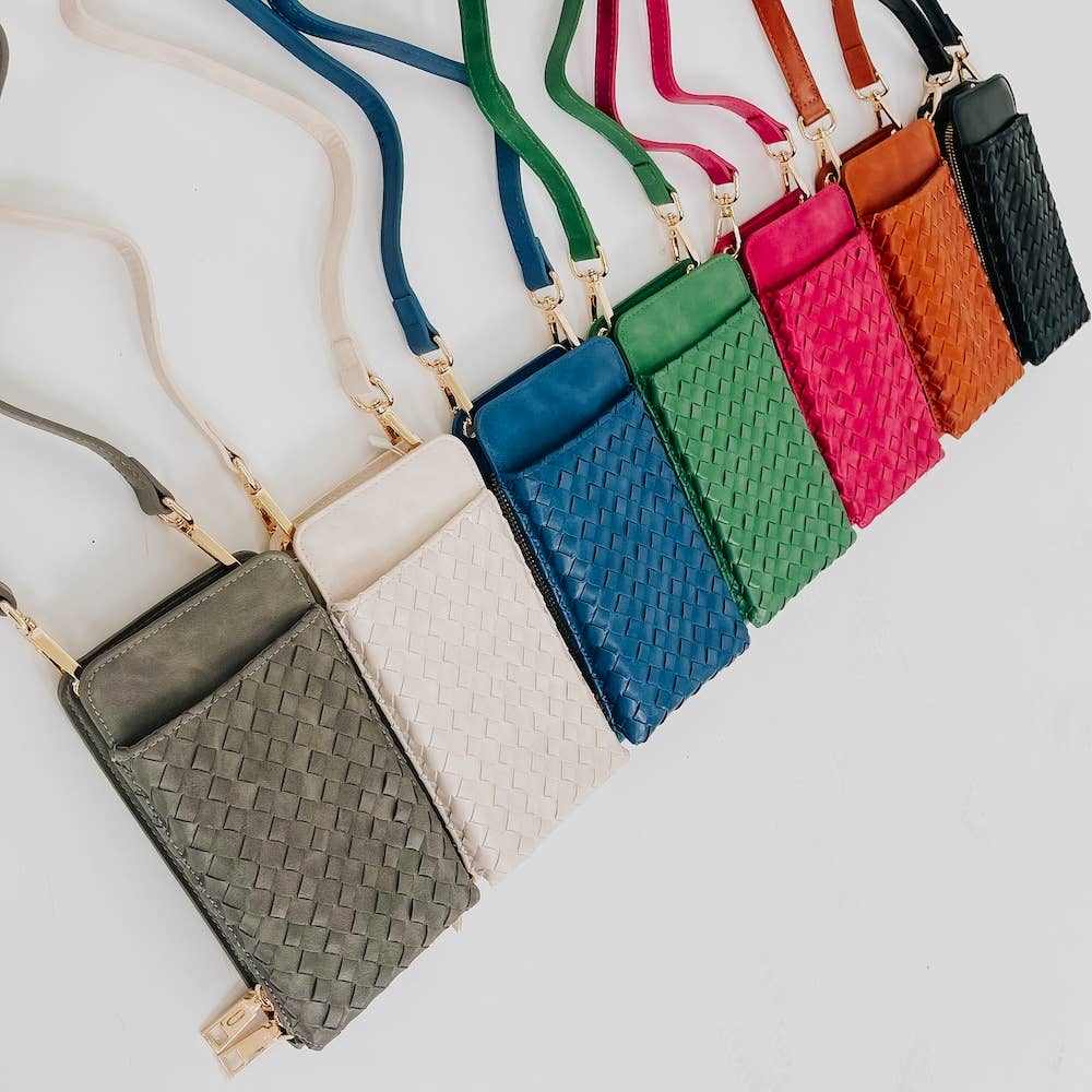 Pretty Simple | Woven Double Duty Phone Bag : Emerald | Photo full of all the color options.