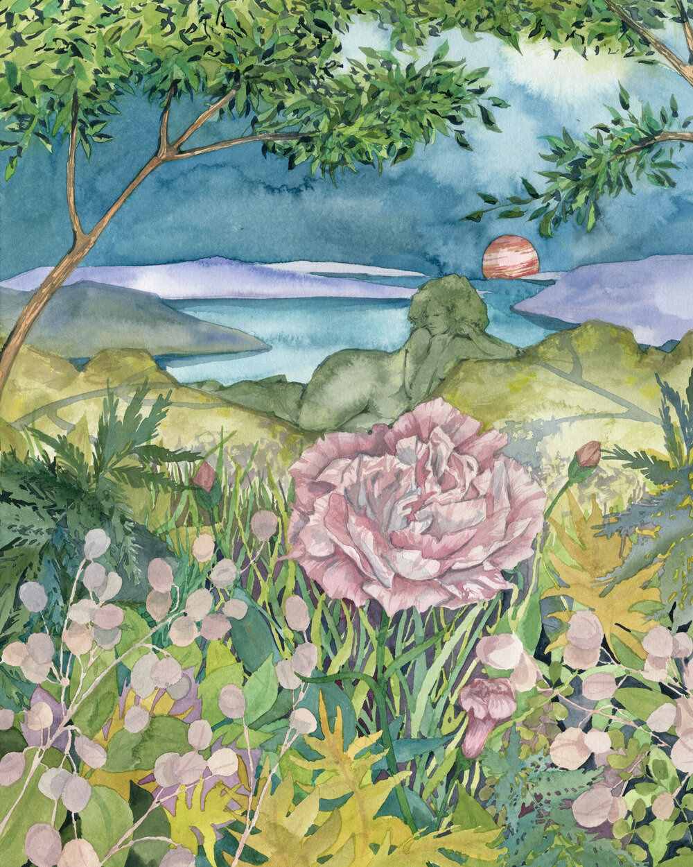 Andrea Durfee | Sagittarius watercolor landscape illustration.