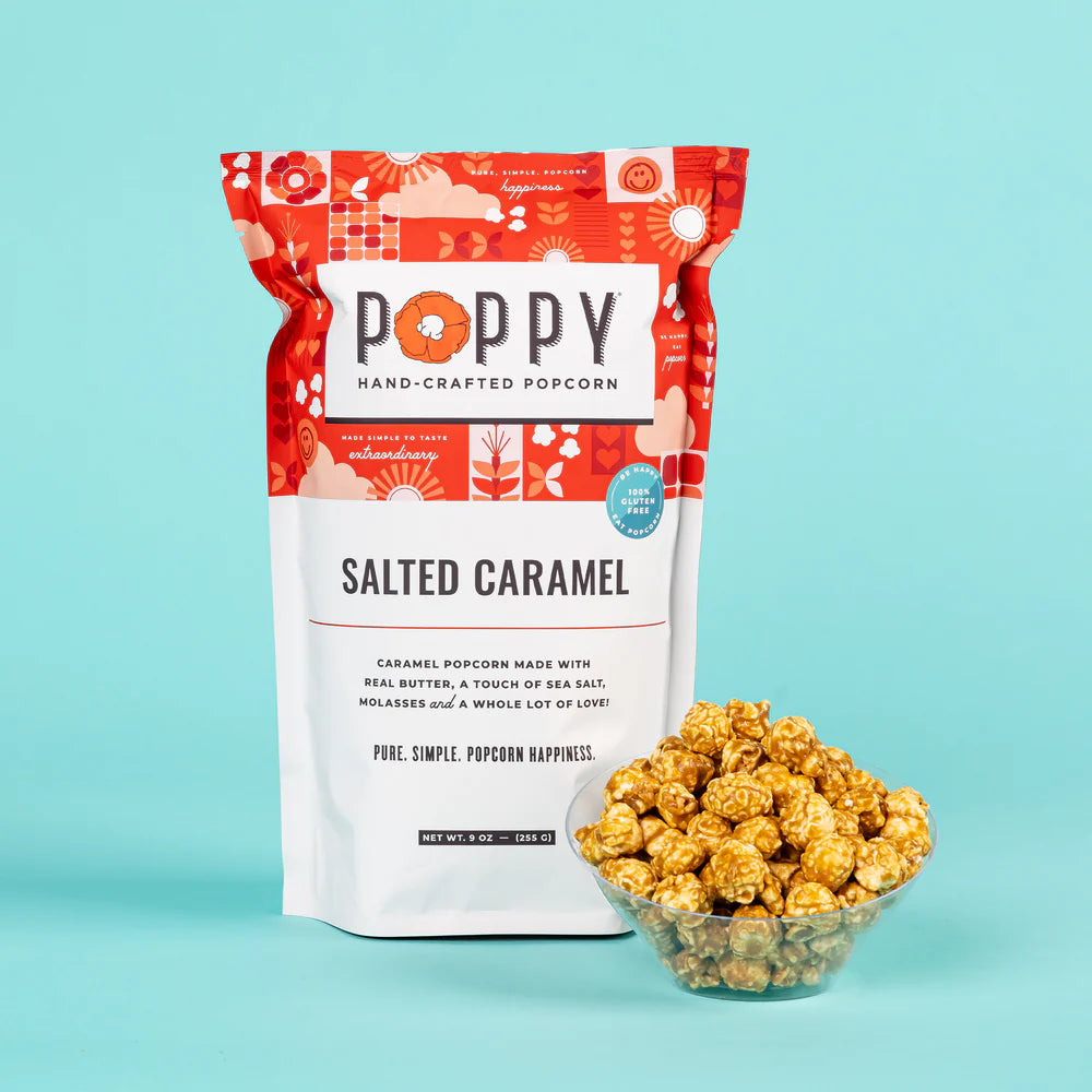 Poppy Handcrafted Popcorn | Salted Caramel popcorn, 9 oz bag