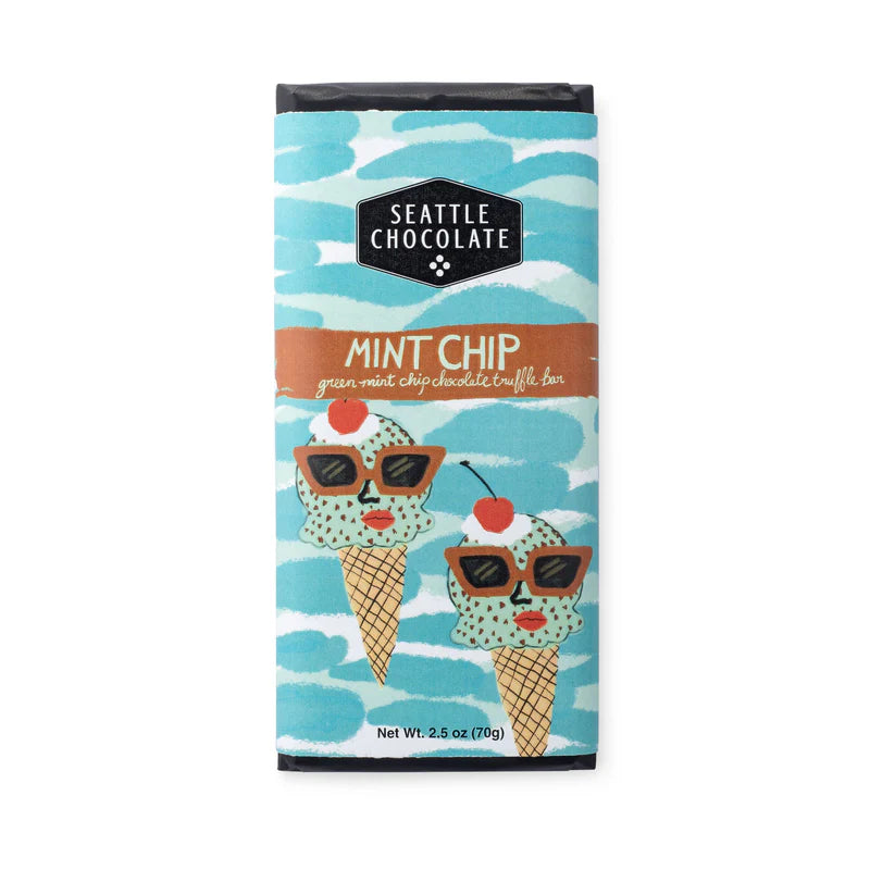 A blue package with mint chip ice cream cones.