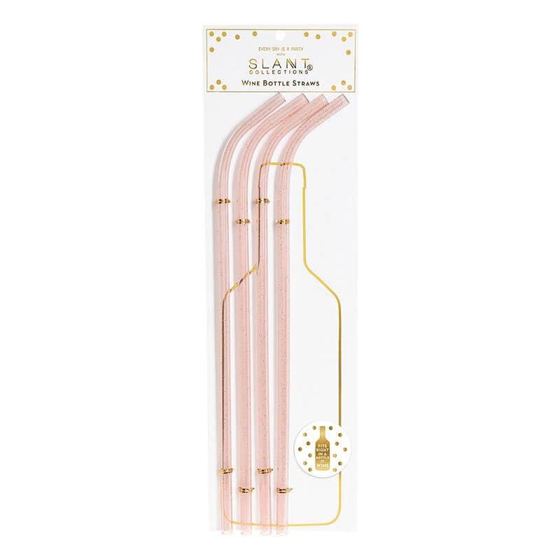 Slant | Wine Bottle Straws | Pink sparkling acrylic straws for use in a wine bottle.