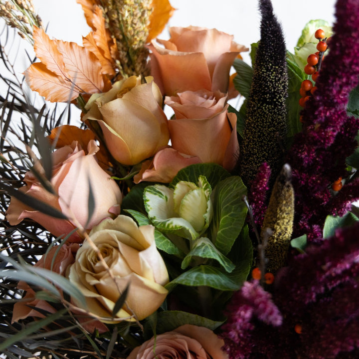 Bouquet of flowers with roses and other elements on a white background