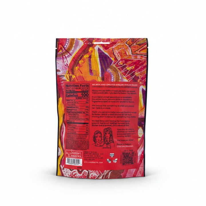 Stellar Snacks packaging with colorful design and nutrition facts label.