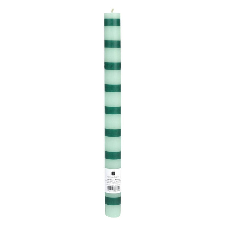 Talking Tables | Green striped taper candle.