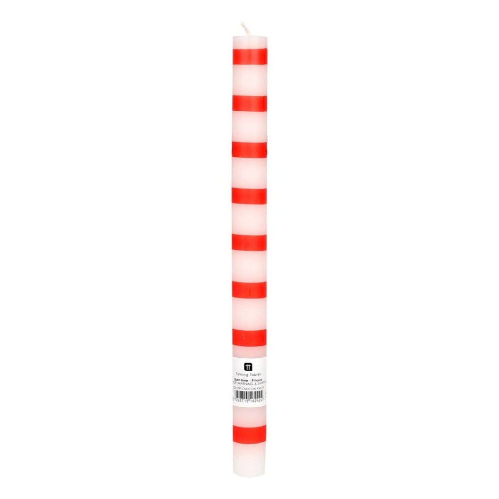 Talking Tables | Striped red and white taper candle.