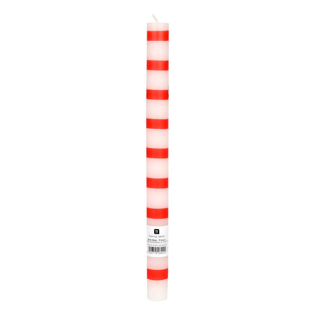 Talking Tables | Striped red and white taper candle.