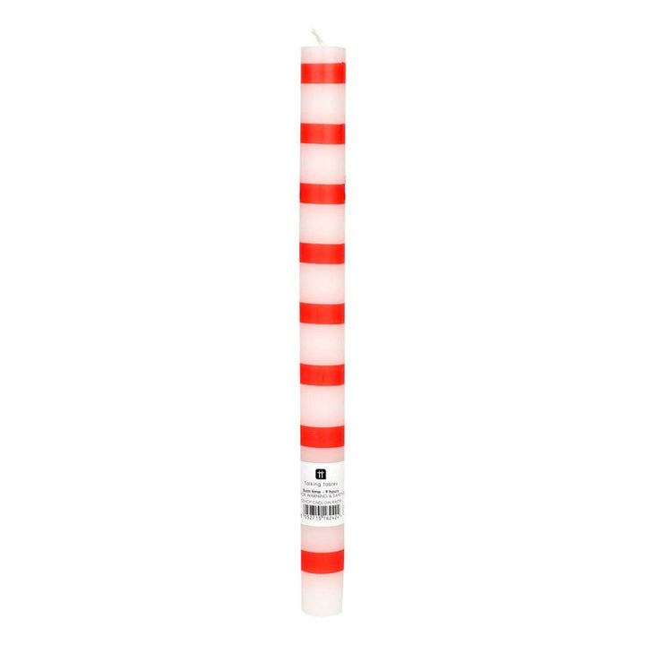 Talking Tables | Striped red and white taper candle.