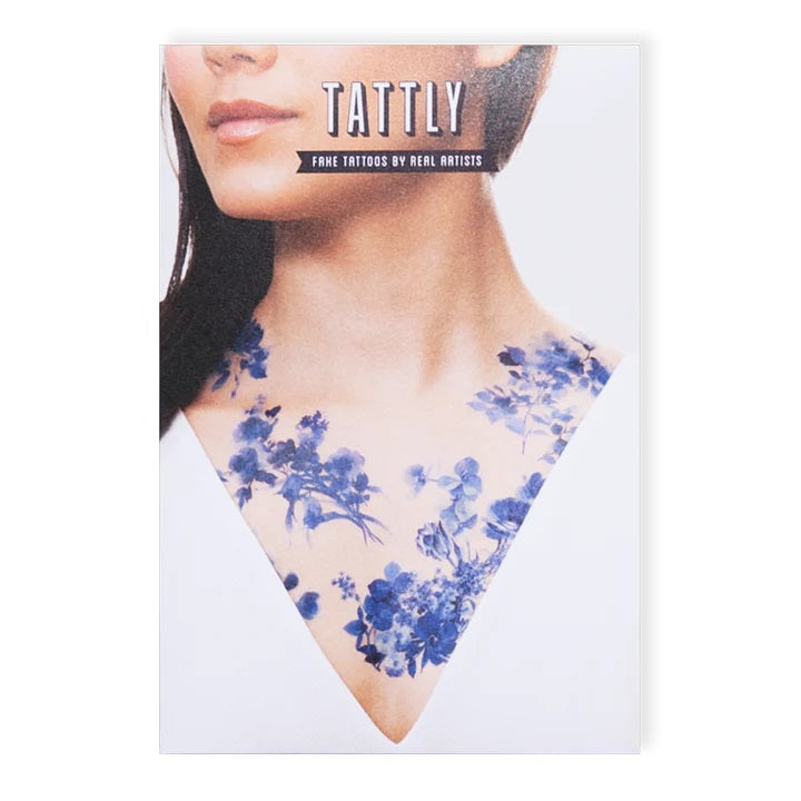Tattly | Blue Florals Tattoo Set.