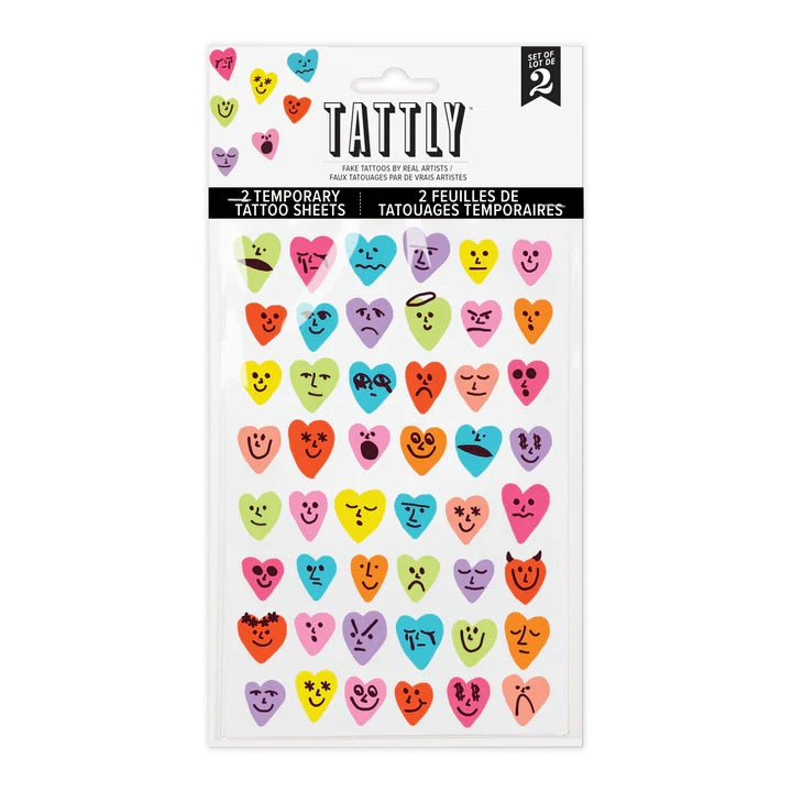 Tattly | Conversation Hears | 2 sheets of hearts with little faces.