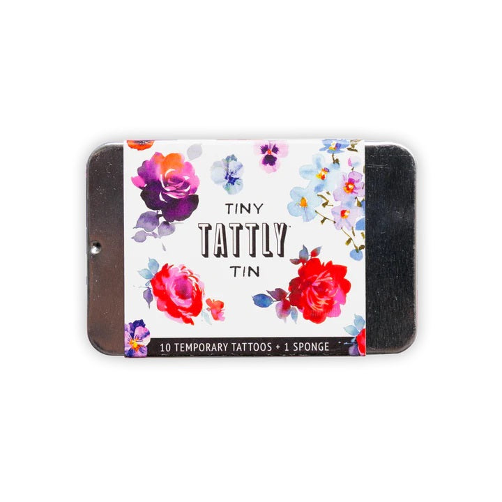 Tattly | Tiny Floral Tattoo Tiny Tin | A small tin with 10 temporary floral tattoos.