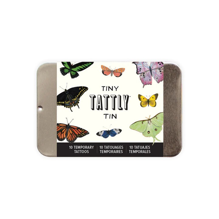 Tattly | Butterfly Tattoo Tiny Tin | A small tin with 10 temporary tattoos of a variety of butterflies.