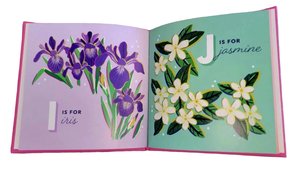 The Alphabet in Bloom is a 7x7 hardcover flower alphabet book with boldly illustrated design.