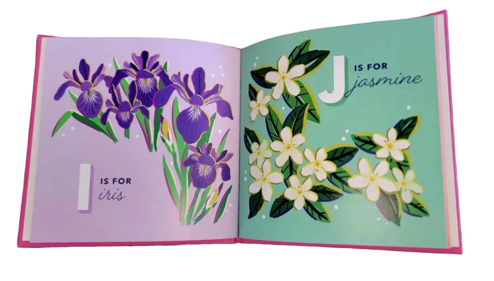 The Alphabet in Bloom is a 7x7 hardcover flower alphabet book with boldly illustrated design.