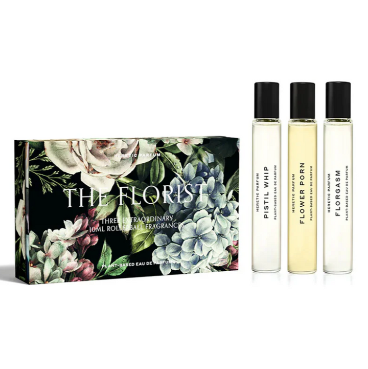 The Florist Perfume | Three bottles of perfume in floral themed scents. Comes in  a floral patterned box.