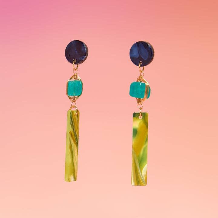 Tribe + Temple | Green Dangling Earrings