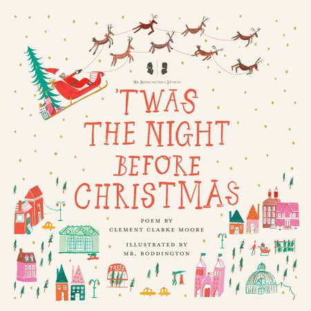 Book cover of 'Twas the Night Before Christmas with illustrations and text.