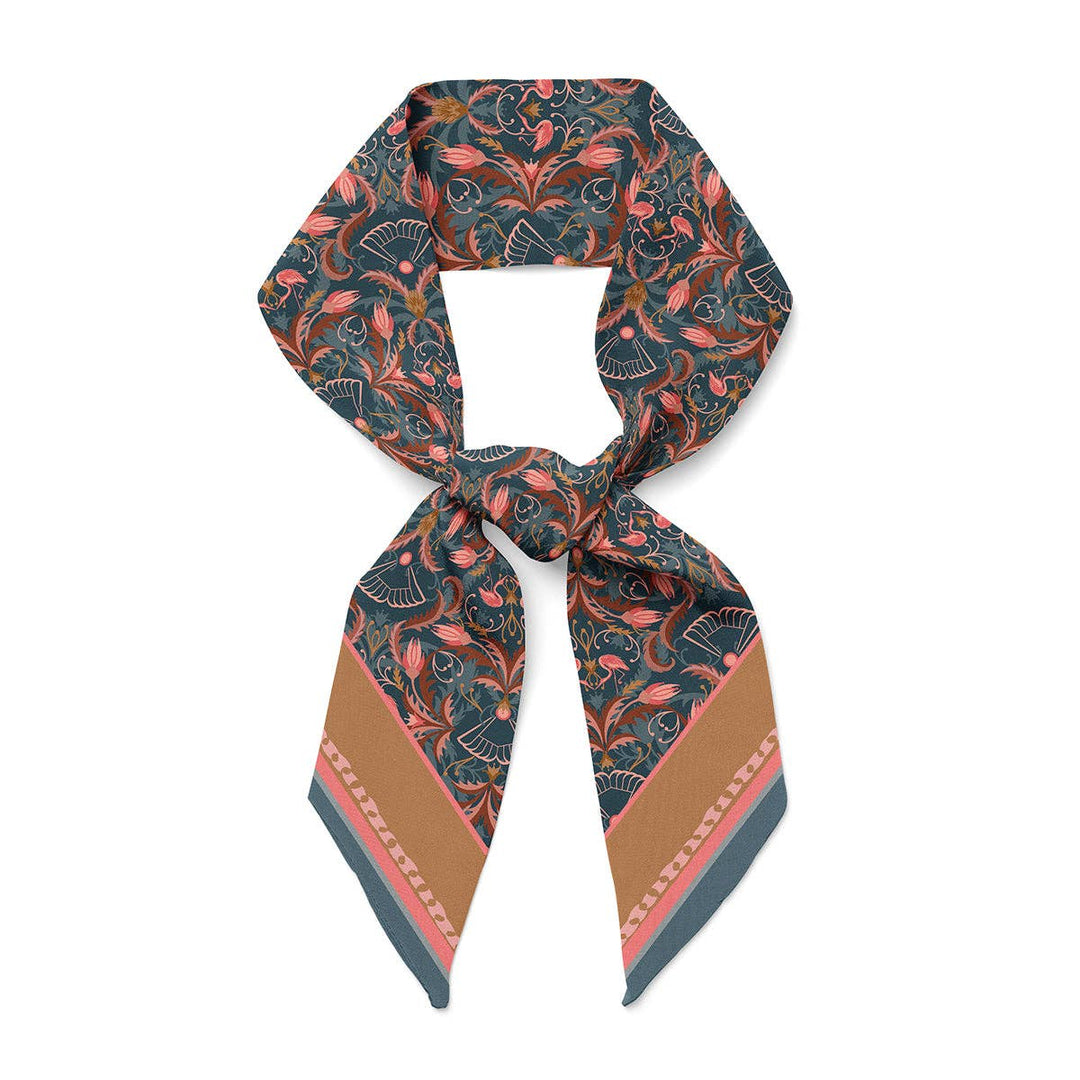 Decorative scarf with floral pattern on a white background