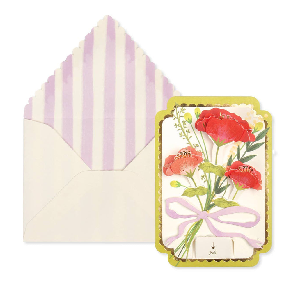 Greeting card with floral design and matching envelope on a white background