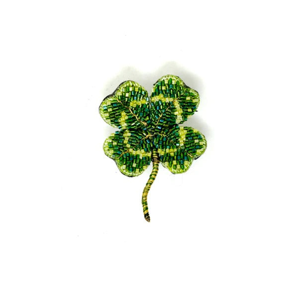 Trovelore | Vintage Clover Brooch | Hand embroidered and beaded.