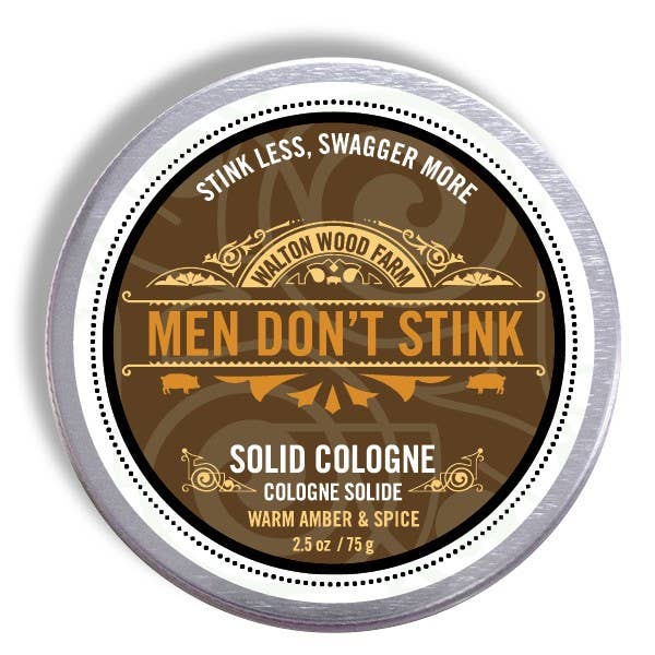 Walton Wood Farm, Men Don't Stink solid cologne, warm amber & spice