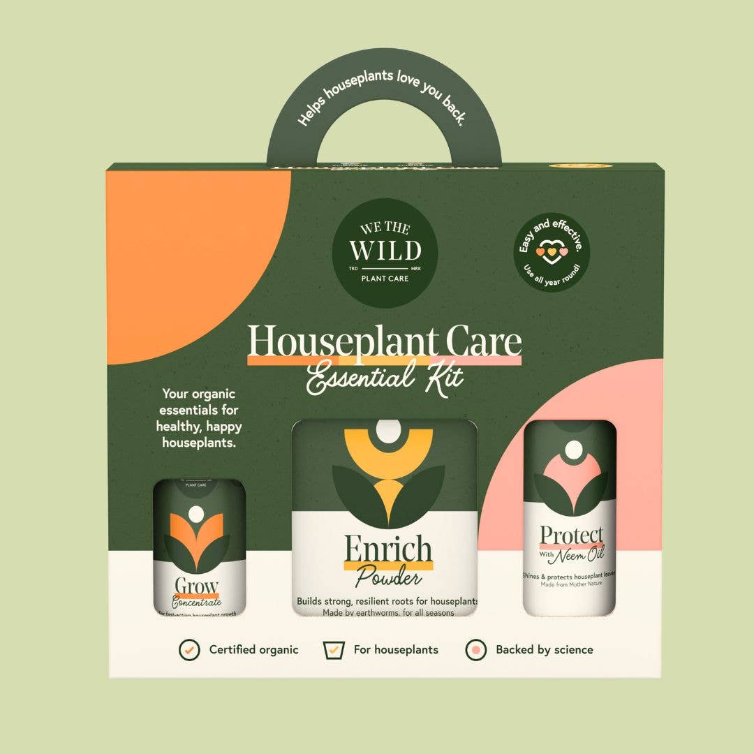 We The Wild | Houseplant Care Essential Kit | Grow Concentrate, Enrich Powder, Protect with Neem Oil.