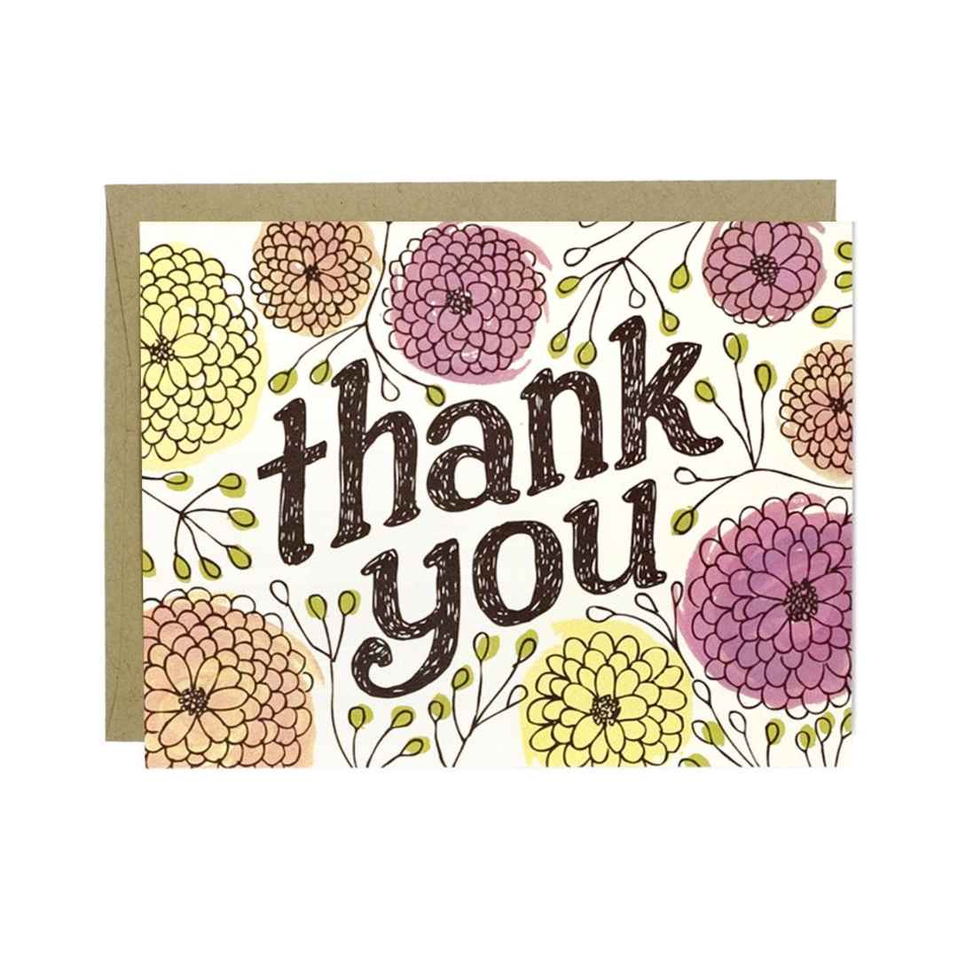 Wit and Whistle | Greeting card with 'thank you' text and floral design on a white background