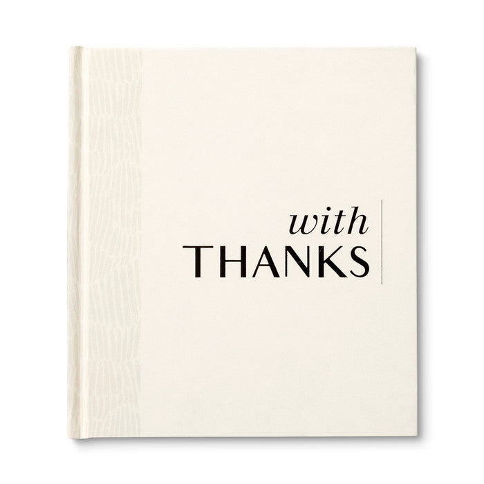 With Thanks | A simple white book with a title that reads "With Thanks".