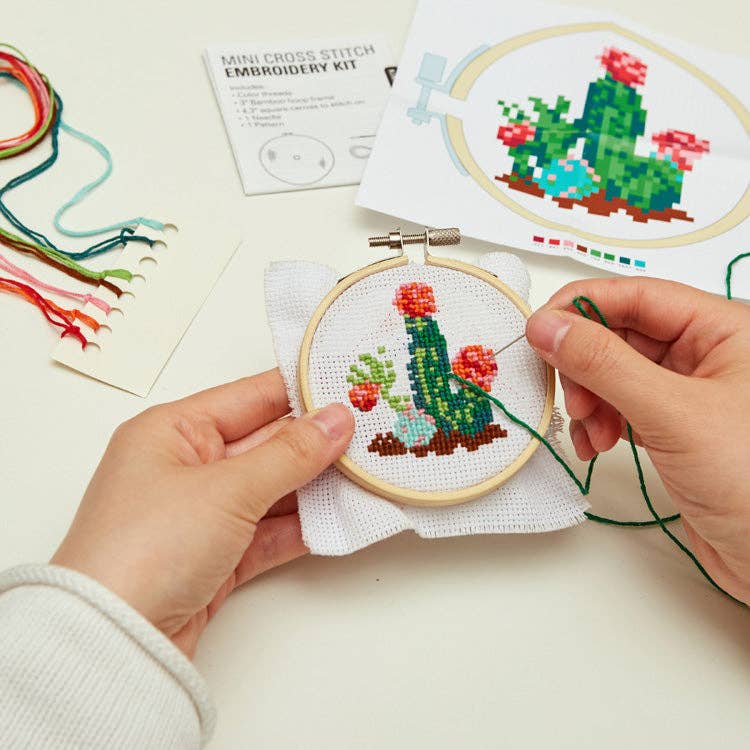 Kikkerland Design | Mini Cross Stitch Kit - Cactus