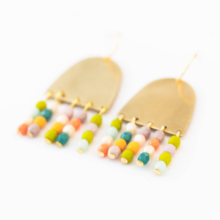 Colorful Fringe Earrings, Brass Earrings with Fringe Beads | Nest Pretty Things