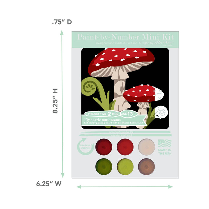 She Creates | Fly Agaric Mushrooms MINI Paint-by-Number Kit