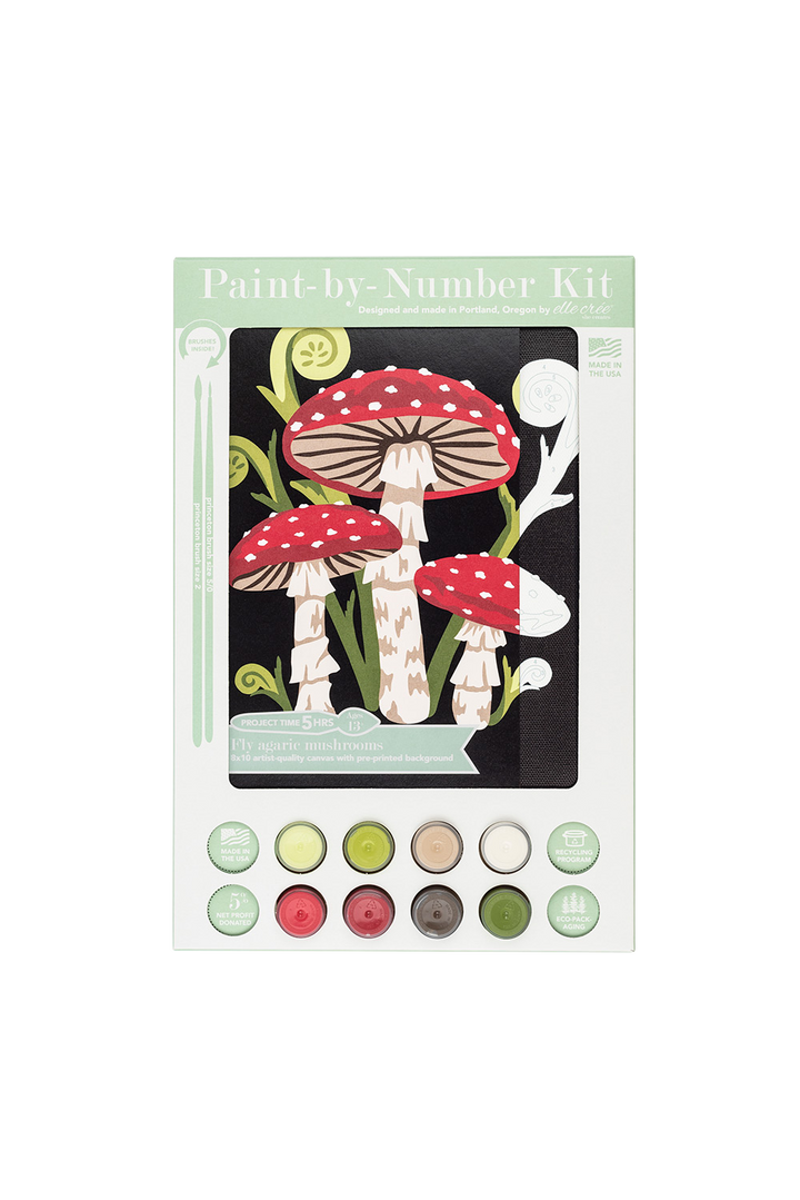 She Creates | Fly Agaric Mushrooms Paint-by-Number Kit