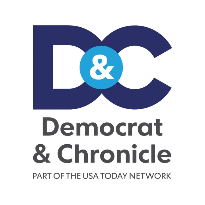 Logo of Democrat & Chronicle, part of USA Today Network, on a white background
