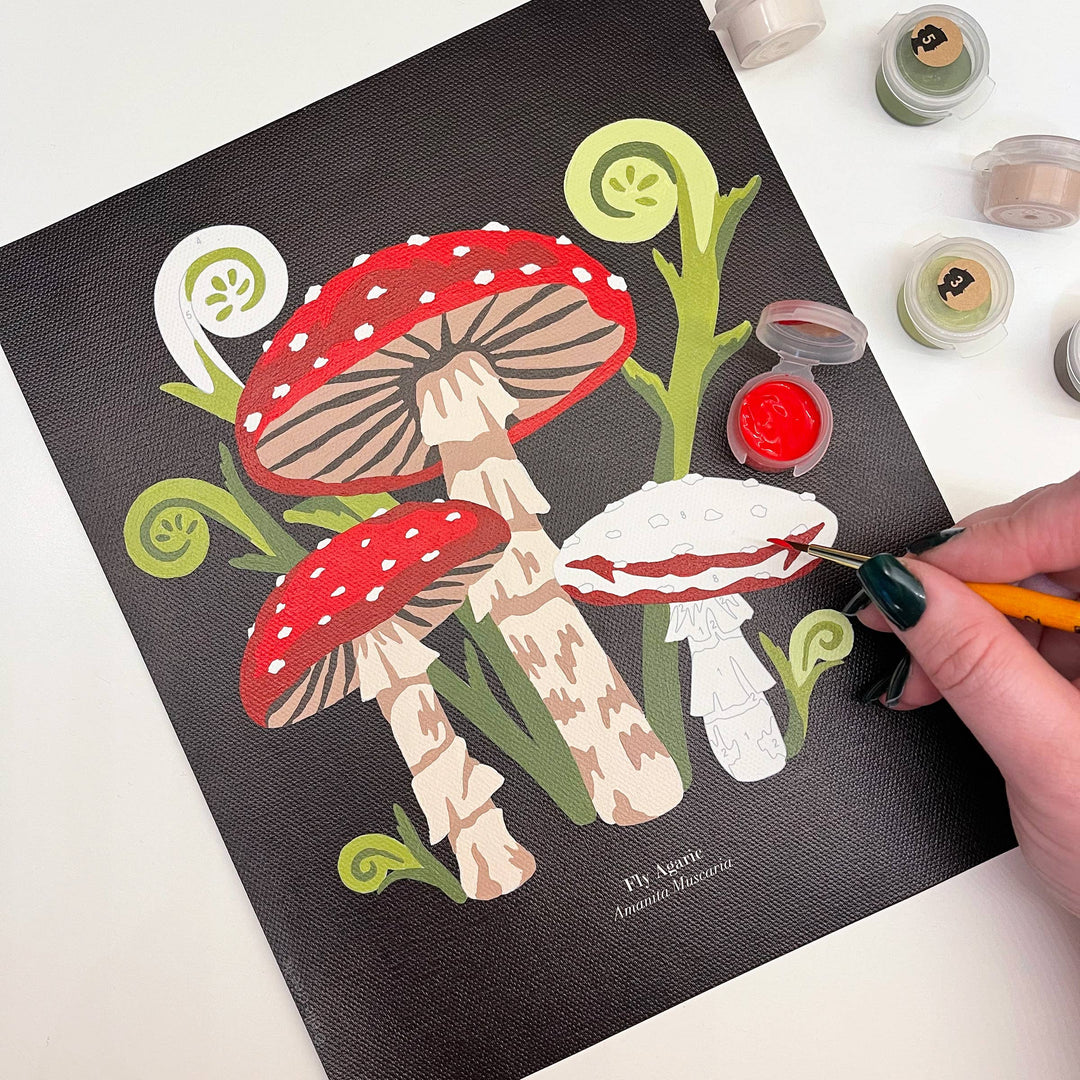 She Creates | Fly Agaric Mushrooms Paint-by-Number Kit