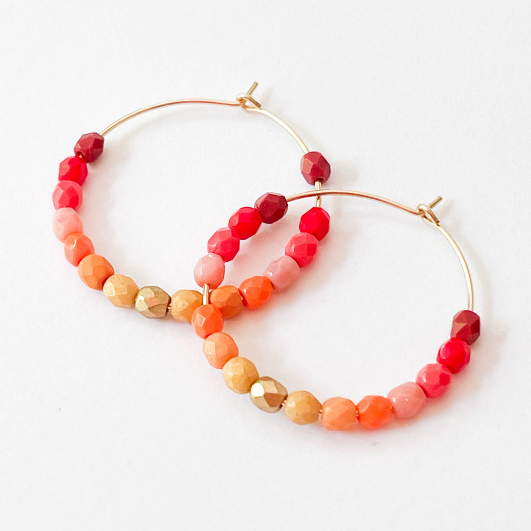 Colorful Gold Filled Ombre Hoop Earrings in Red| Nest Pretty Things