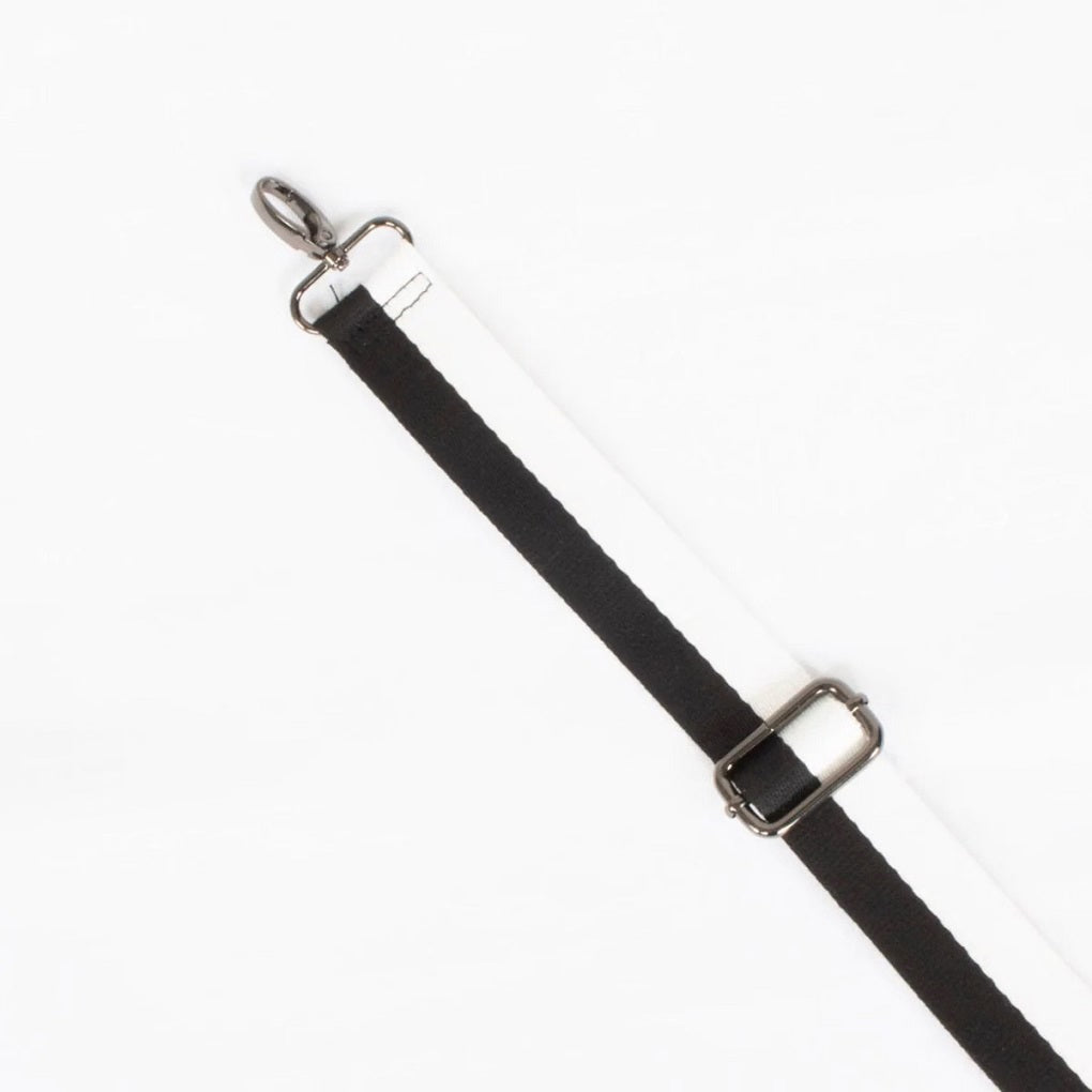 Canvas Bag Strap | Pretty Simple | Replacement crossbody strap that is a mirrored half black and half white.
