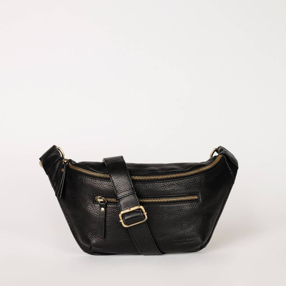 O My Bag | Drew Crossbody Bag, black leather with a black leather crossbody strap.