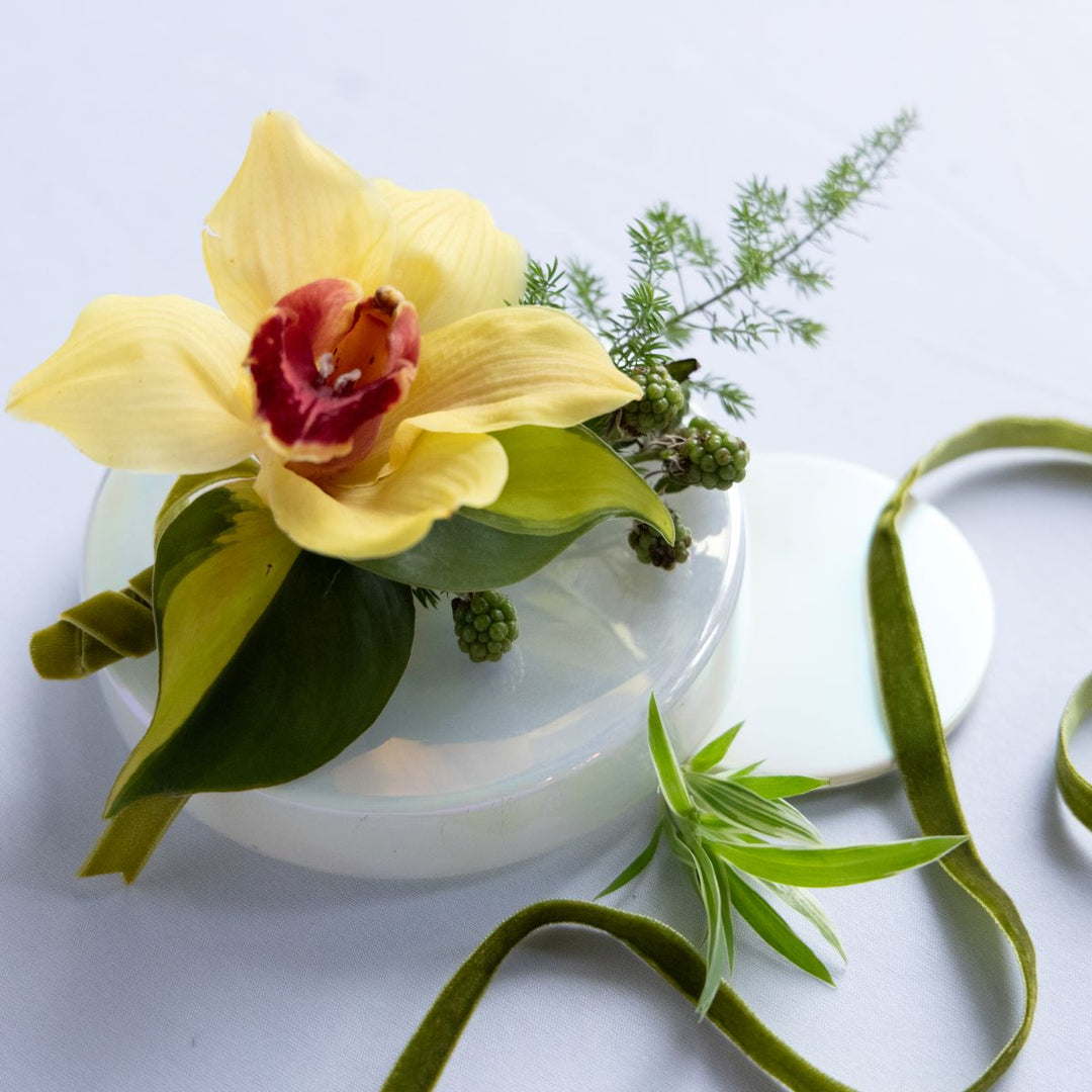 floral boutonniere on a white background