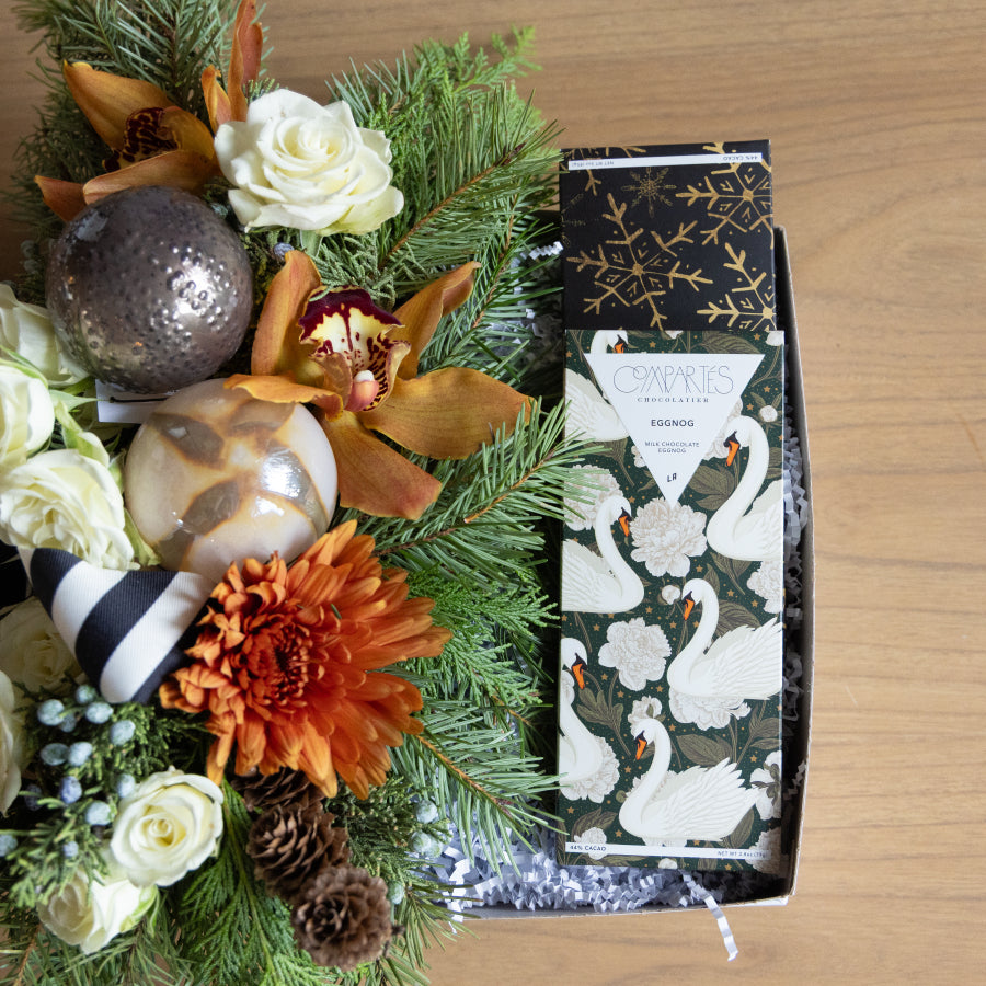 Giftbox with blooms and chocolates