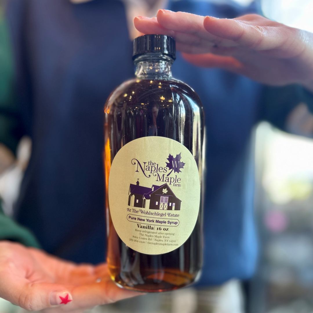 the Naples Maple Farm pure new york maple syrup | Vanilla infuses 16 oz.